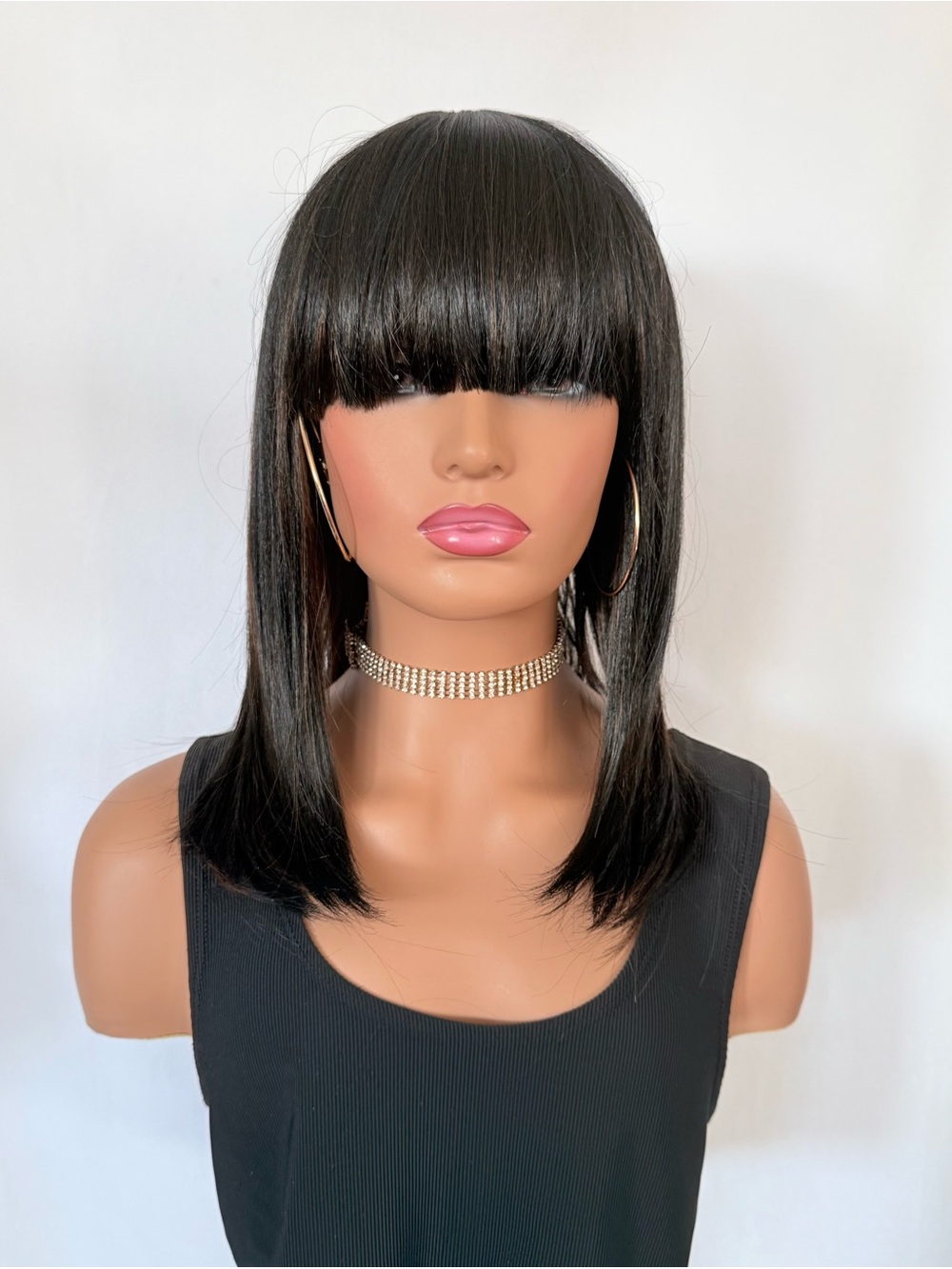 Unisex “Put On & Go” Black Auburn Wig with Bangs - “ODE” by Janet Collection